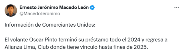 Óscar Pinto, Alianza Lima Óscar Pinto, Alianza Lima