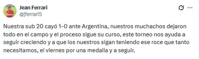 Jean Ferrari mostró su respaldo tras derrota de Perú Jean Ferrari mostró su respaldo tras derrota de Perú