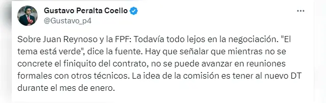 Juan Reynoso y la FPF no llegan a buen puerto.   