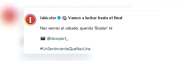 Selección peruana compartió llamativo mensaje en redes | Foto: Instagram Bicolor   