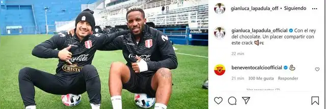 Mensaje de Lapadula a Farfán en su Instagram.   