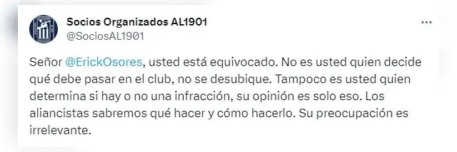 Socios Organizados Alianza Lima Erick Osores