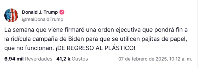 Donald Trump contra pajillas de papel