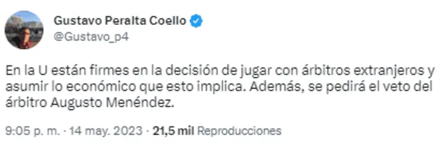 Universitario buscará que Augusto Menéndez sea vetado por la CONAR.