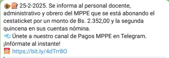 Cestaticket del MPPE en Venezuela