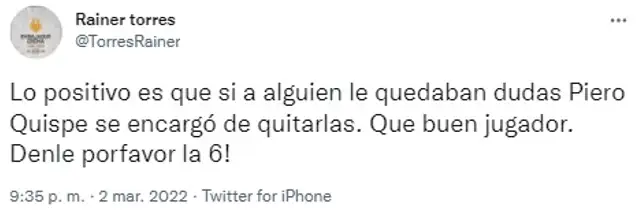 Rainer Torres se rindió ante Piero Quispe.
