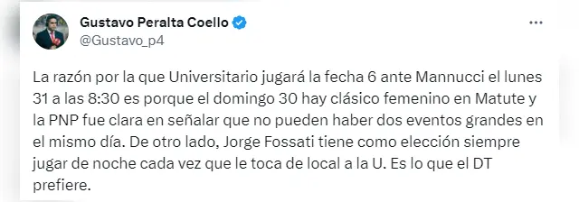 Universitario jugará ante Mannucci el lunes 31 de julio.   