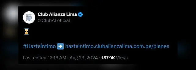 La publicación de Alianza Lima en X.   