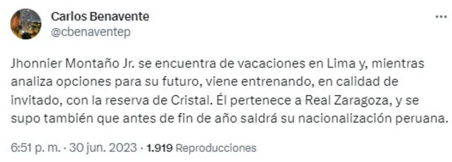 Jhonier Montaño Jr. en Sporting Cristal.