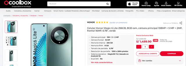 El HONOR Magic 6 Pro es un teléfono de gama alta que destaca por su diseño llamativo y especificaciones de hardware premium. Imagen: Coolbox. El HONOR Magic 6 Pro es un teléfono de gama alta que destaca por su diseño llamativo y especificaciones de hardware premium. Imagen: Coolbox.