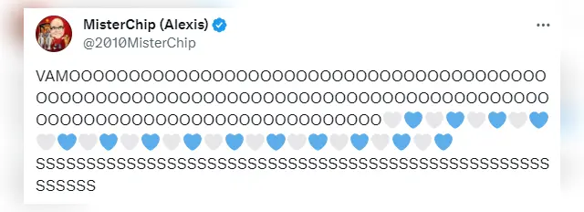 Mister Chip y su mensaje con corazones blanquiazules.   