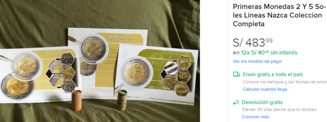 Mercado Libre, monedas de 2 y 5 soles, foto. Mercado Libre, monedas de 2 y 5 soles, foto.