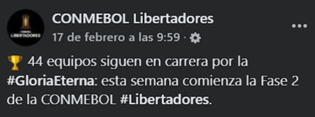 La publicación de la Conmebol Libertadores que llamó la atención.    