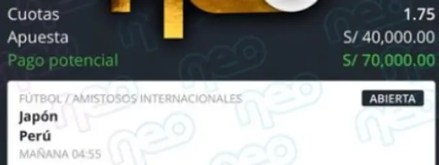 Perú vs Japón apuestas