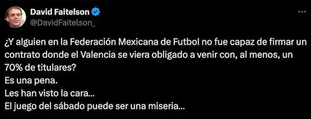  David Faitelson crítica la ineficiencia de la dirigencia de la Federación Mexicana de Fútbol.  