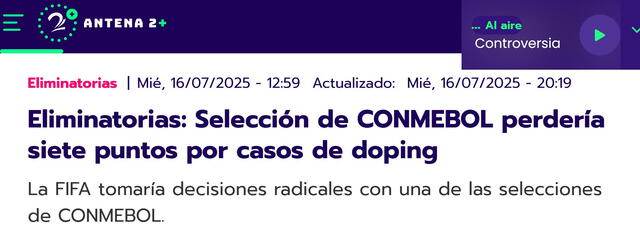 Antena 2, Eliminatorias 2026, FIFA