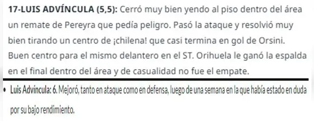 Prensa argentina sobre Luis Advíncula.