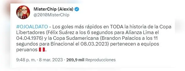 Alianza Lima es destacado por Mister Chip.