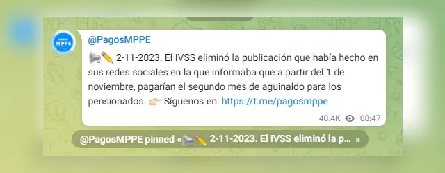 Cronograma de pago de aguinaldos a pensionados 2023