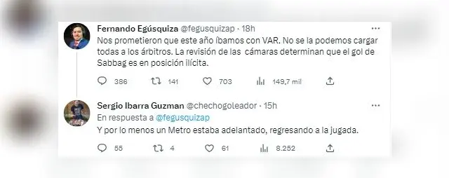 'Checho' Ibarra sin filtró contra el gol de Pablo Sabbag.