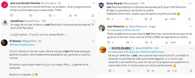  Internautas comentan sobre la próxima participación de Josi en "El gran chef famosos".    