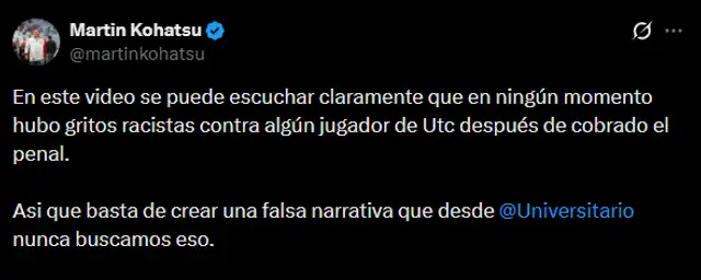 Escribió el delegado de Universitario: Foto: X