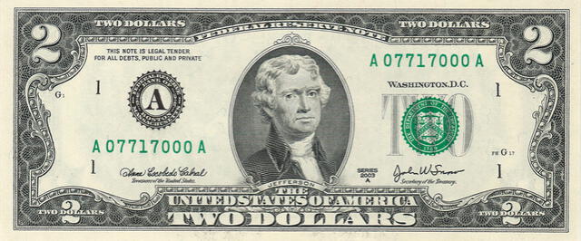 billete de dos dólares