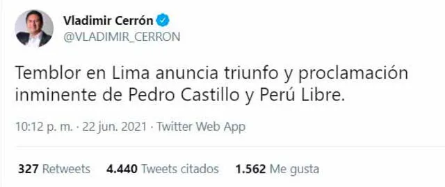 Vladimir Cerrón temblor