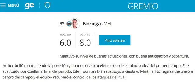 Erick Noriega, Gremio Erick Noriega, Gremio