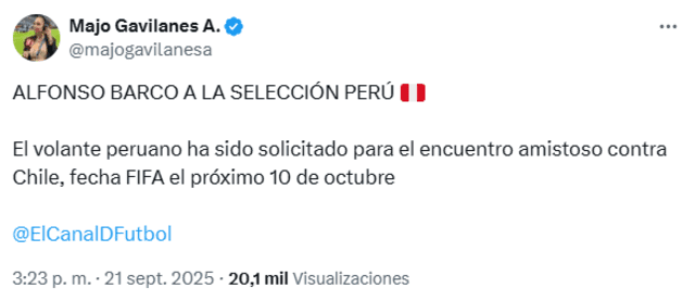 Alfonso Barco, Selección Peruana