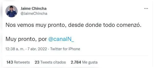 Jaime Chincha conductor RPP Canal N