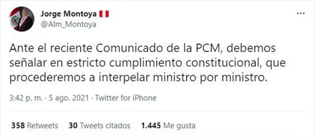 Jorge Montoya sobre gabinete ministerial