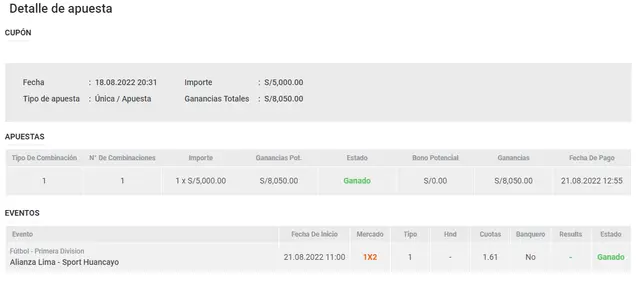 Apuesta Alianza Lima