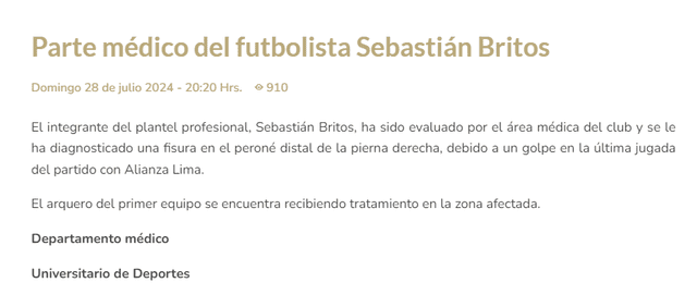 Sebastián Britos, Universitario de Deportes Sebastián Britos, Universitario de Deportes