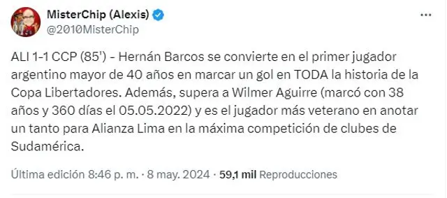 El dato de Mr. Chip sobre Hernán Barcos (Foto: Twitter - X)