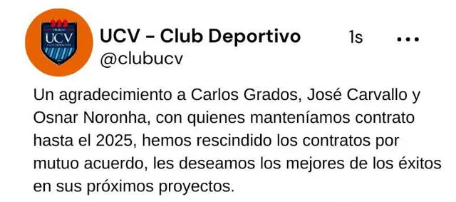 La publicación de César Vallejo a poco de finalizar el 2024 | Foto: Instagram clubucv La publicación de César Vallejo a poco de finalizar el 2024 | Foto: Instagram clubucv