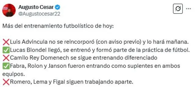 luis advincula ausencia
