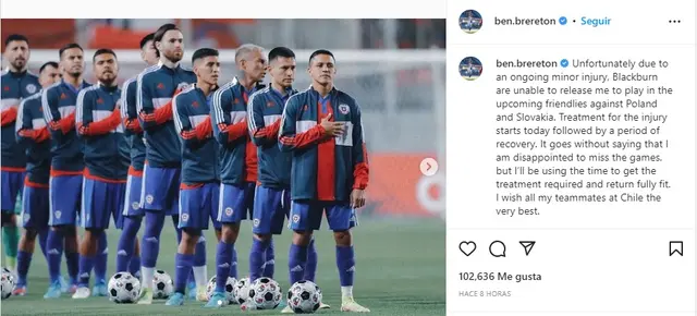  La publicación de Ben Brereton en la Selección de Chile.   