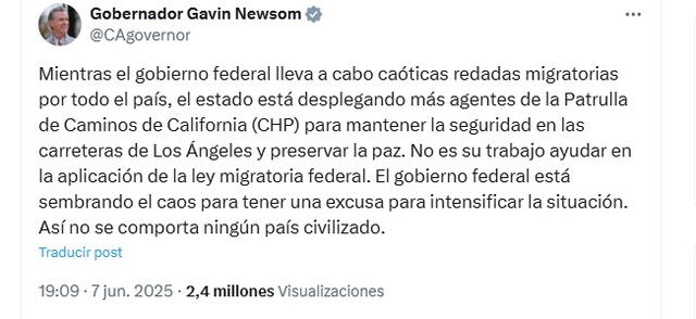 Comunicado de Gavin Newsom