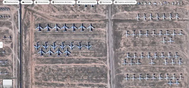 cementerio de aviones en Google Maps