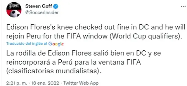 Edison Flores se reintegrará a la Selección Peruana. Edison Flores se reintegrará a la Selección Peruana.