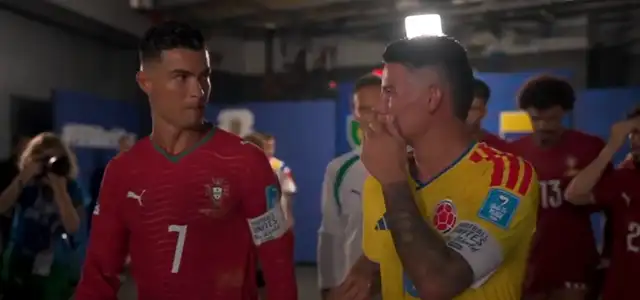 James Rodríguez y Cristiano Ronaldo conversando. Foto: DSports