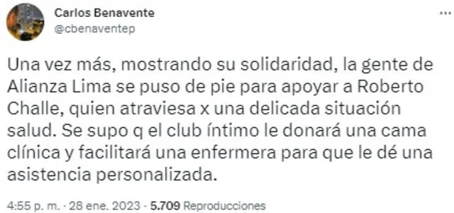 Alianza Lima le hará donativo a Roberto Chale. Alianza Lima le hará donativo a Roberto Chale.