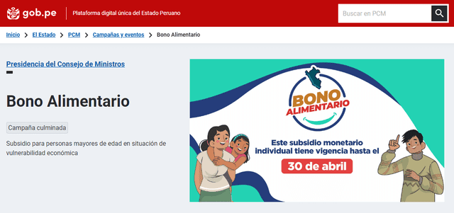 Subsidio bono alimentario 2024