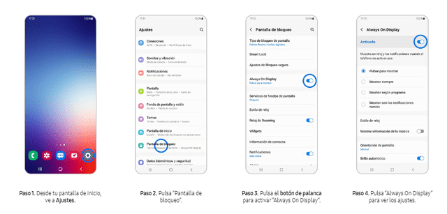 Always on display en Samsung y Xiaomi