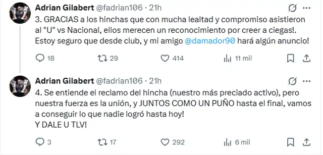 Dirigente de Universitario agradeció el apoyo de los hinchas