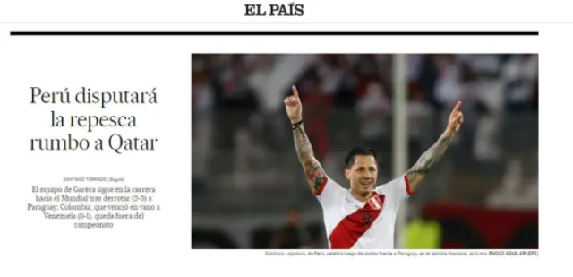 Diario El País sobre Perú al repechaje.