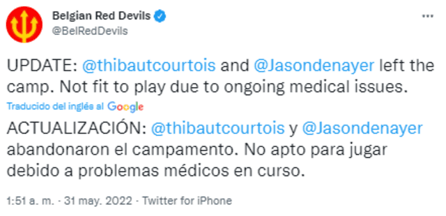 Thibaut Courtois dejó la Selección de Bélgica.