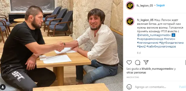 Khabib Nurmagomedov jugará en el FC Legion Dynamo de su país.   