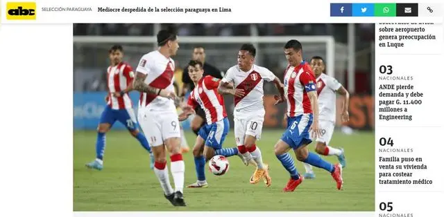 abc de Paraguay sobre Perú al repechaje.